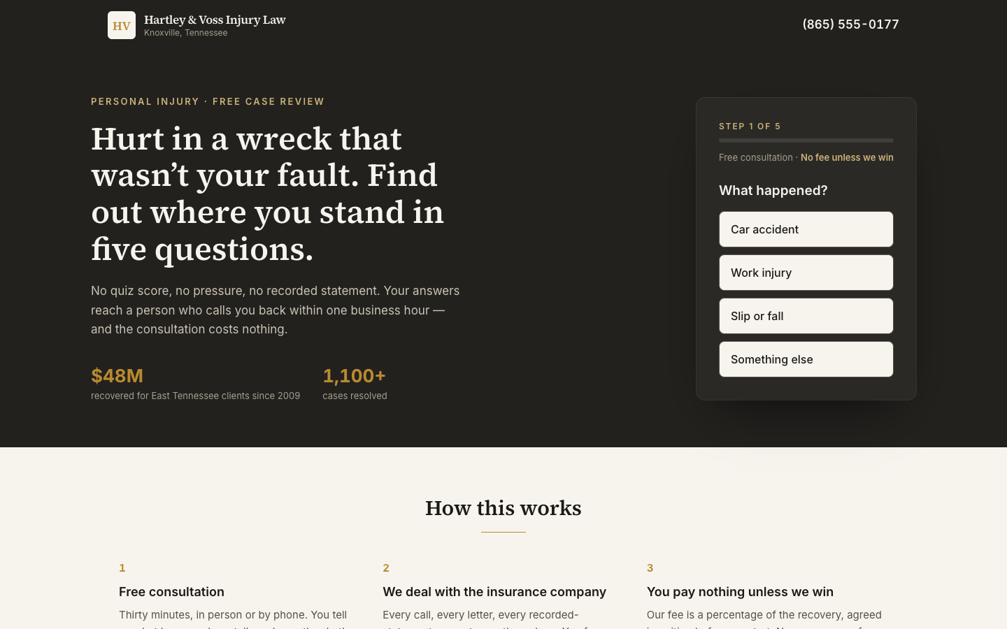 Personal Injury — Case Evaluator — captured preview