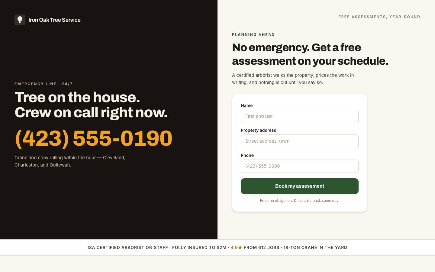 Tree Service — Emergency vs. Scheduled — captured preview