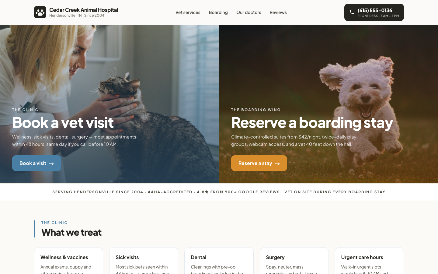 Veterinary — Visit vs. Boarding — captured preview